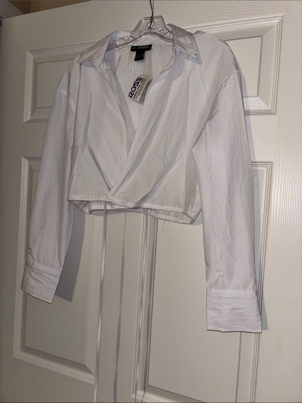 Express White Cropped Button-Down Wrap Shirt